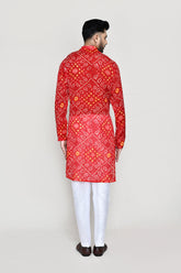 Red Kurta with Straight Fit Pant